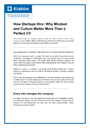, Talent Connect – Building Careers in Startups